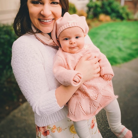 French Sweater Dress Outfit with Tights and Hat - Picture 1 of 8